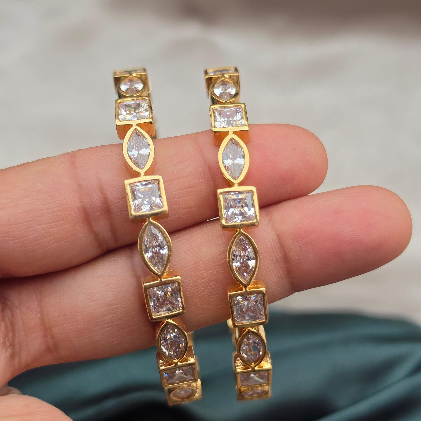 AD Stone Bangles - Set Of 2