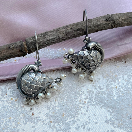 Peacock Motif with Cluster Earrings