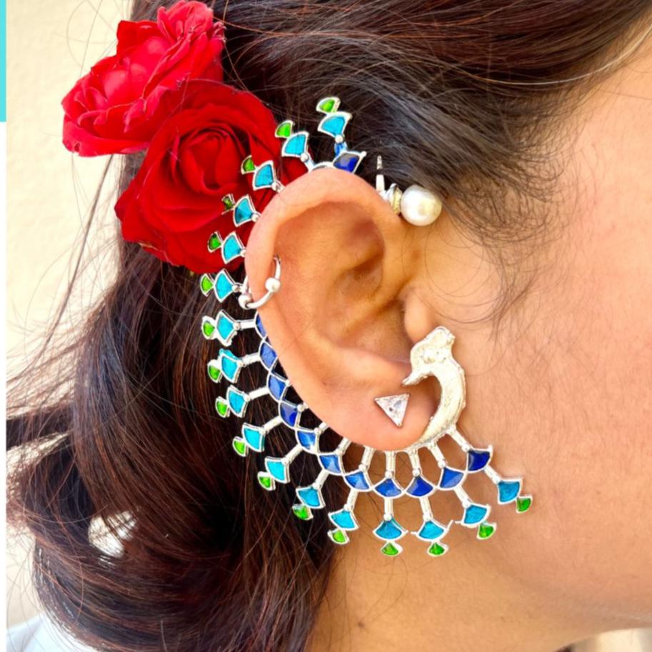 Enamel Mor Cuff Earrings